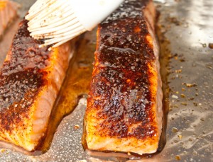 maple-glazed-salmon-pineapple-salsa-glazing