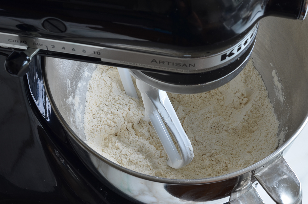 mixed flour, yeast, and salt