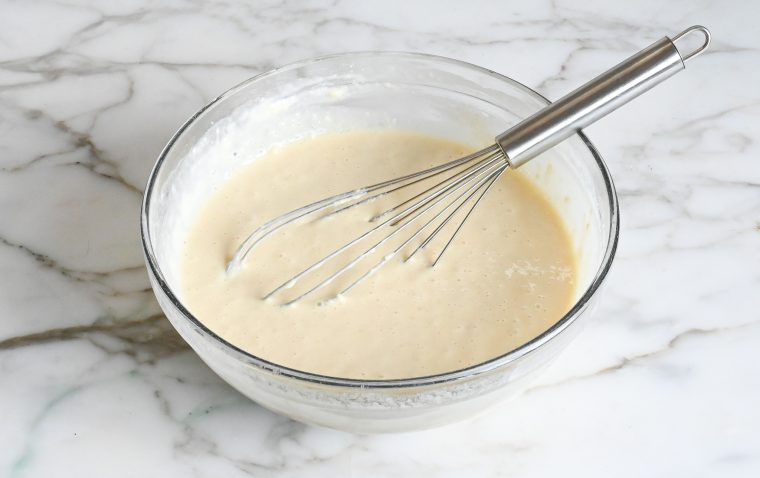 Whisk in a bowl of pancake batter.