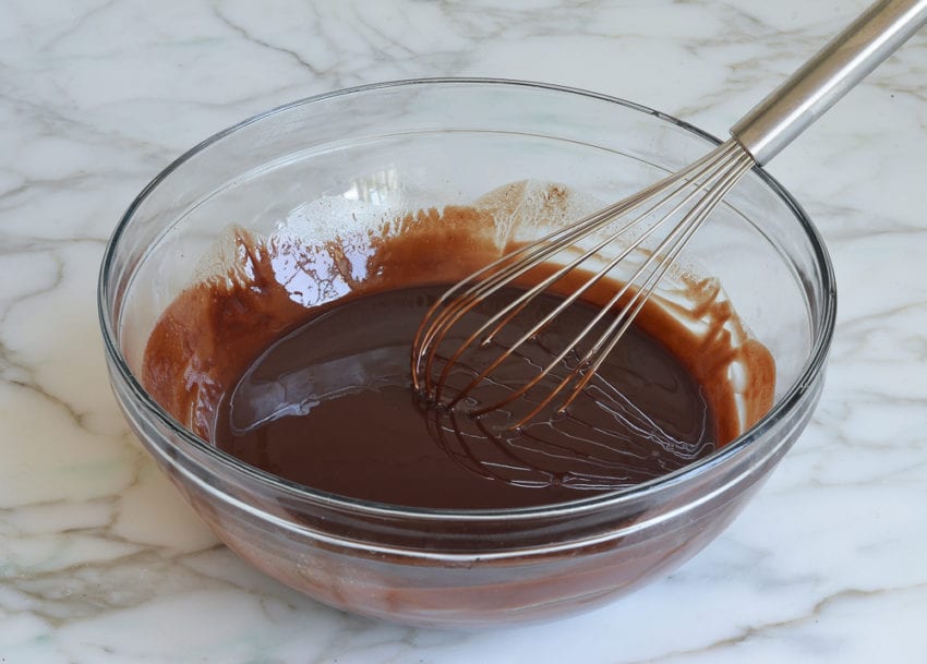 brownie recipe: melted chocolate and butter