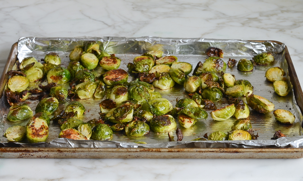 roasted Brussels sprouts fresh out of the oven
