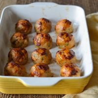Chicken Meatballs in a baking dish.