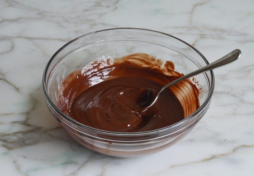 Melted chocolate in a bowl.