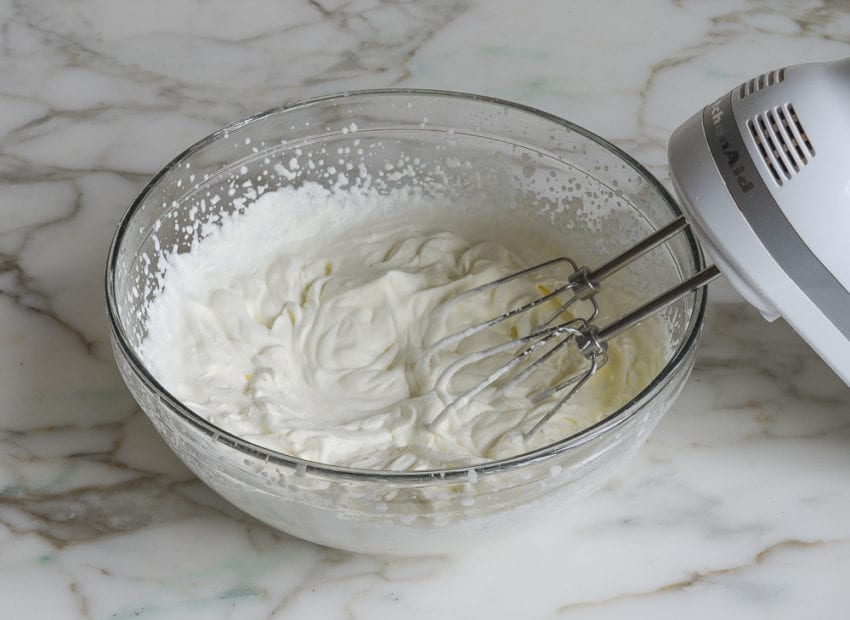 Bowl of whipped cream.