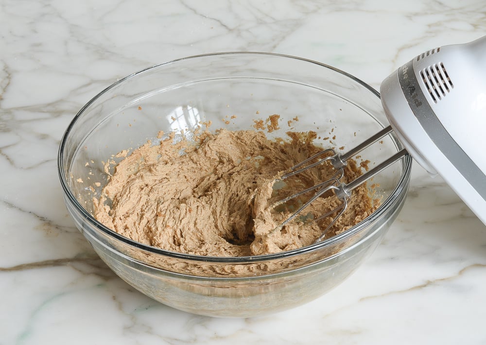 beating the butter and brown sugar