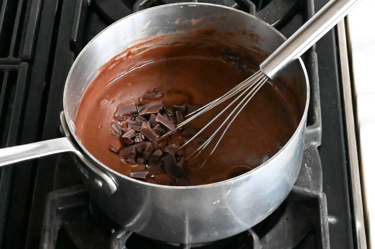 adding the chocolate and vanilla