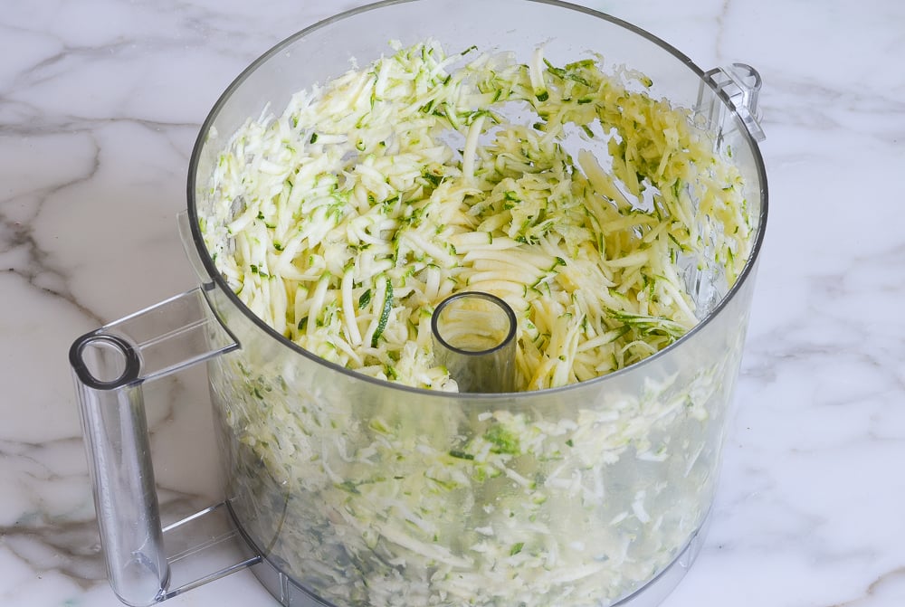 shredded zucchini in food processor