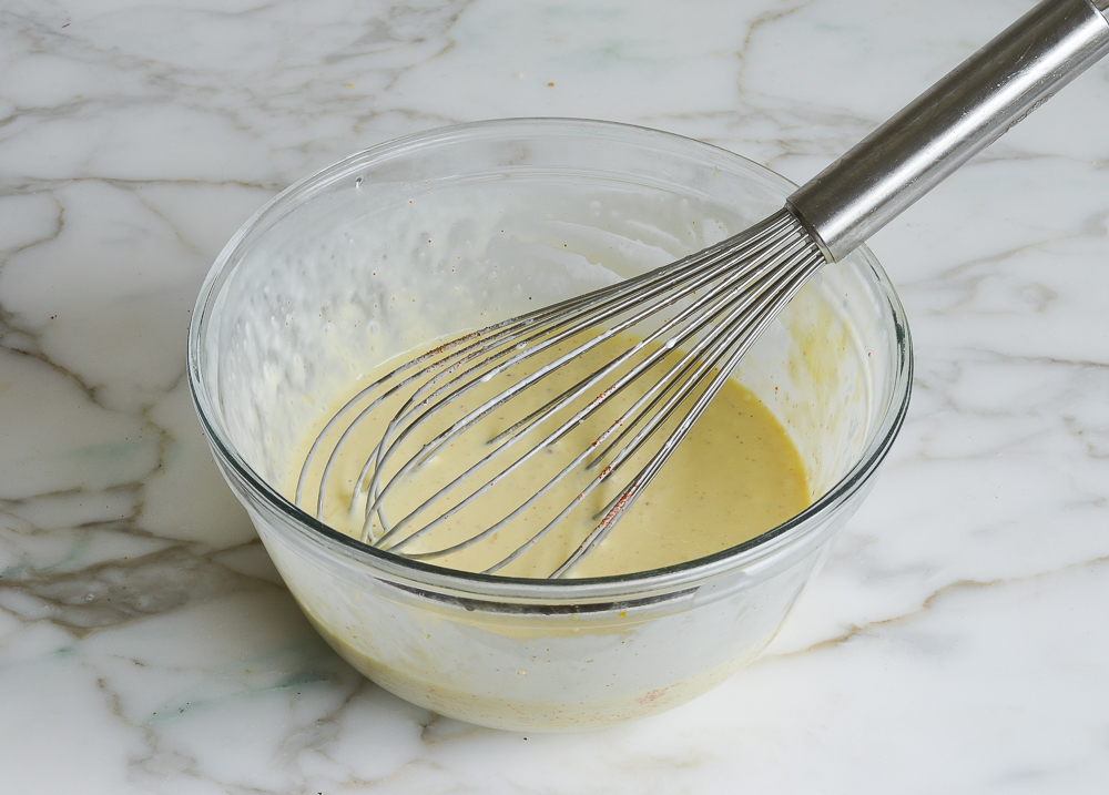 whisked egg and cream mixture