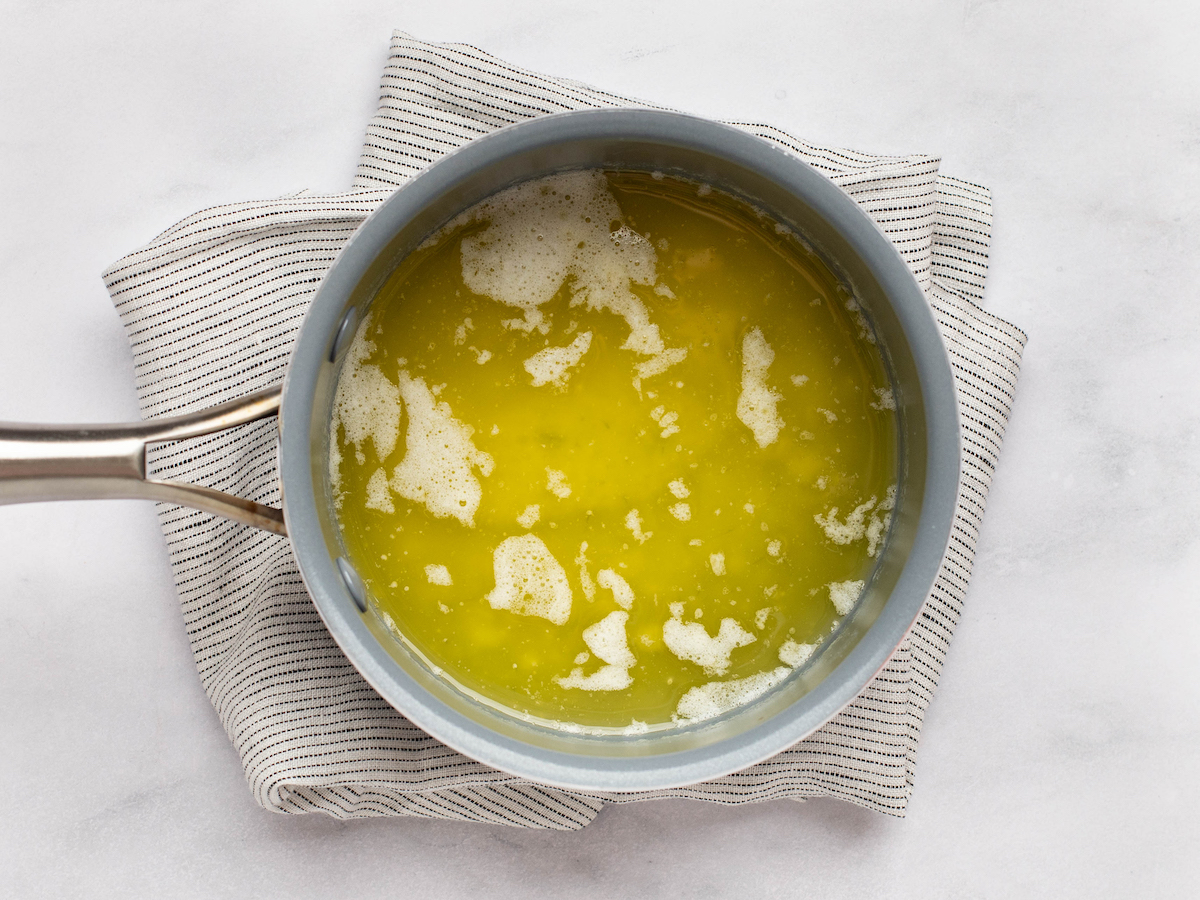 melted butter in skillet