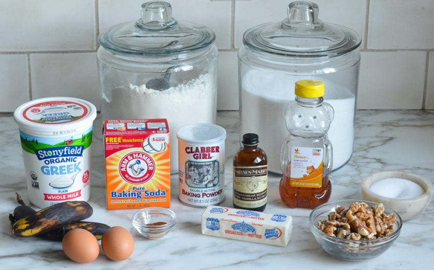 ingredients for banana nut muffins