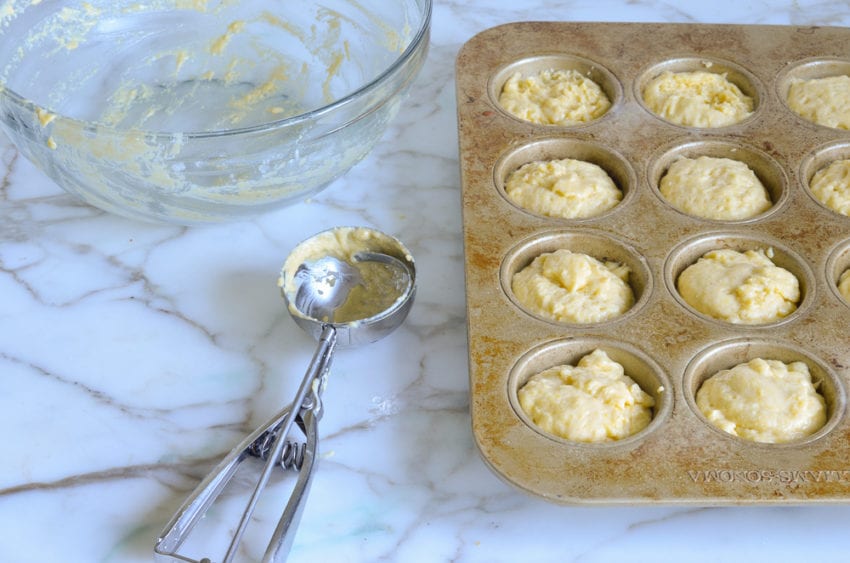 cornbread muffins ready to bake