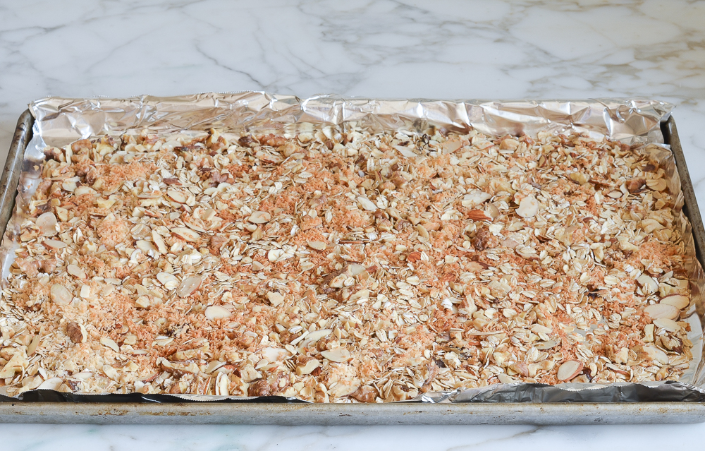 golden oats, nuts and coconut.