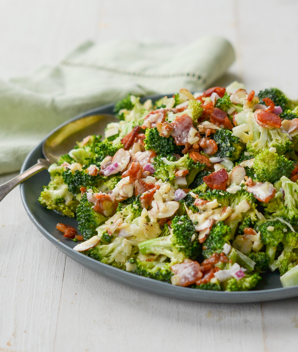 Broccoli Salad with Bacon, Cheddar & Almonds - Once Upon a Chef