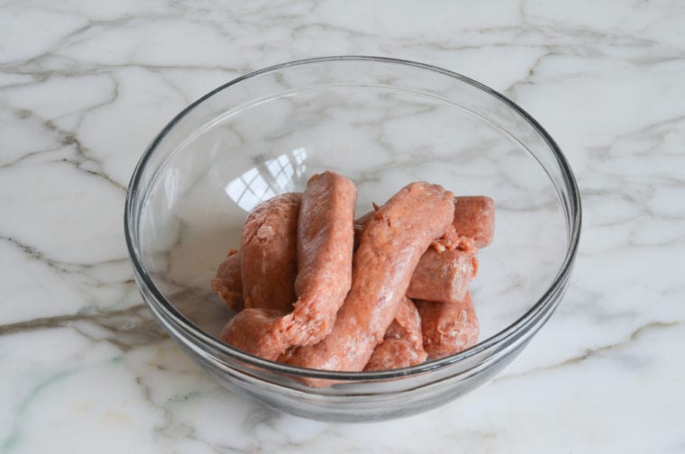 sausage meat in bowl