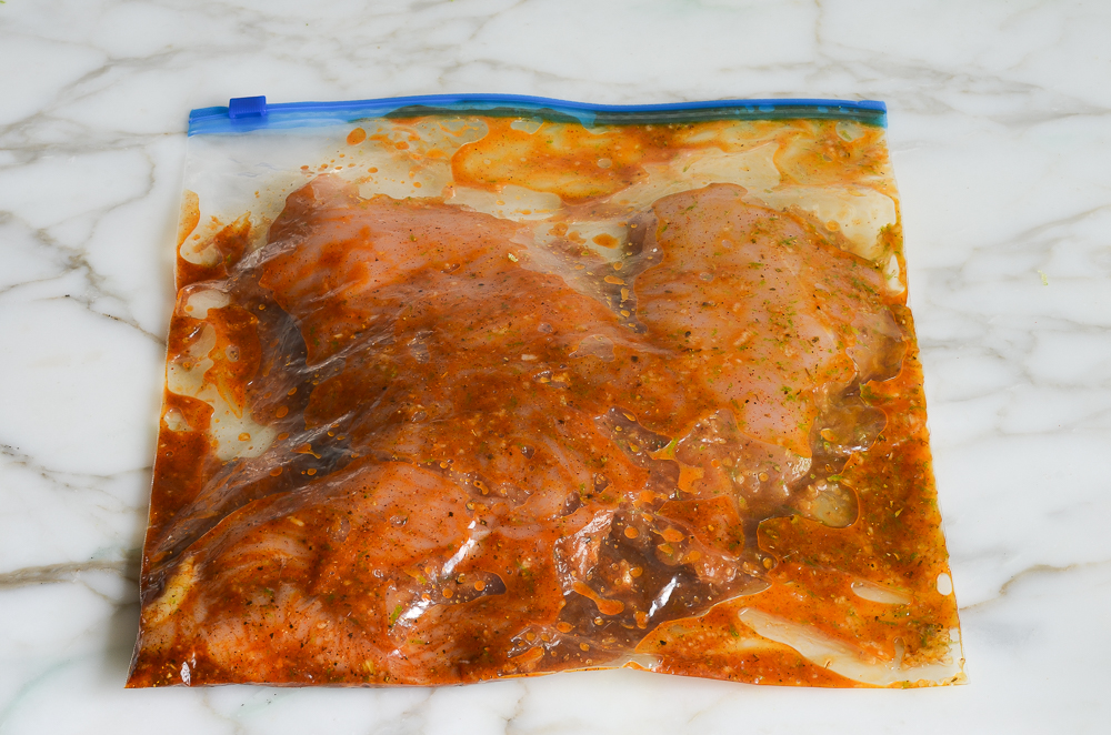 chicken in bag with marinade