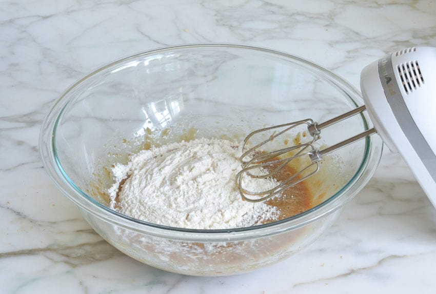 blondie recipe - adding flour and salt to batter