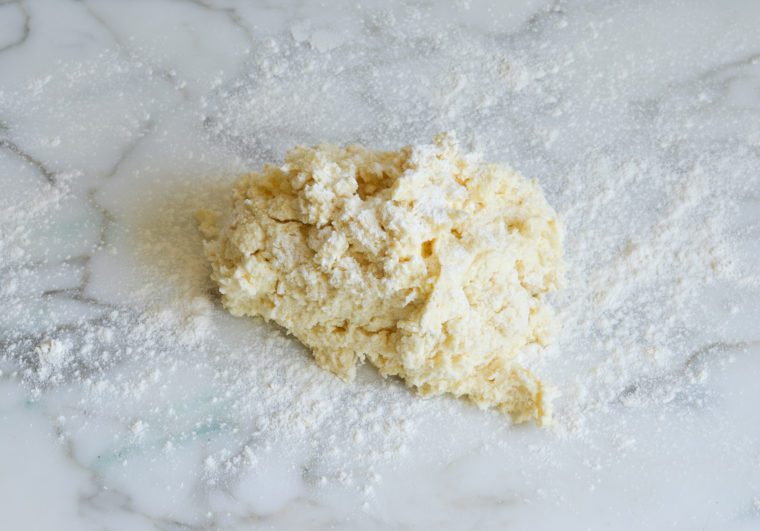 scone dough on floured work surface