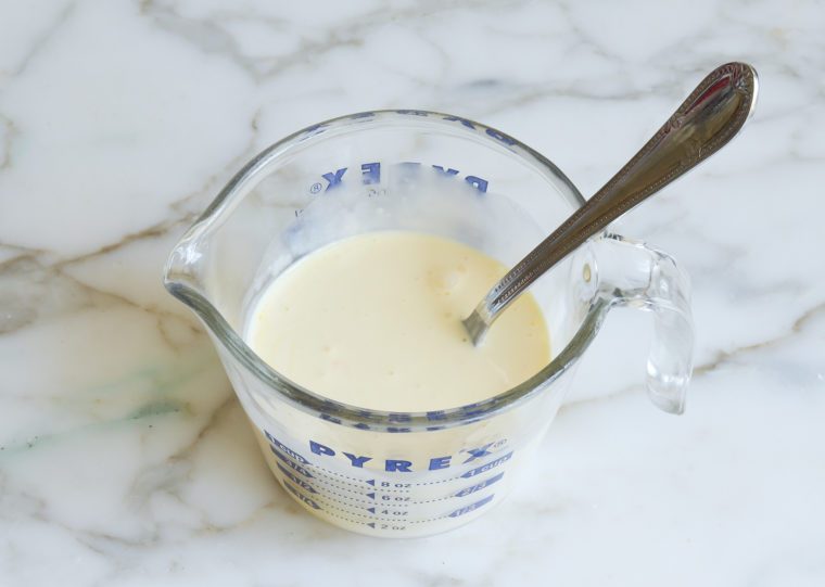 heavy cream and egg whisked together