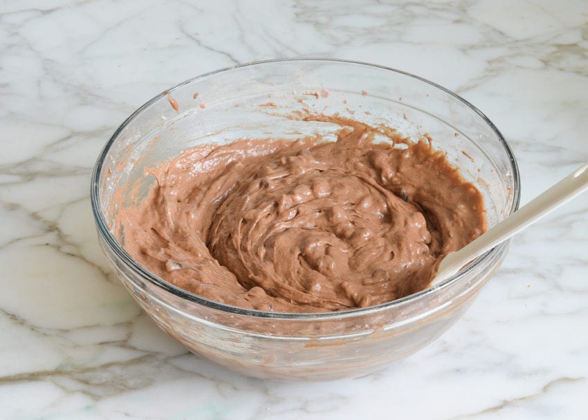 finished batter for chocolate banana bread