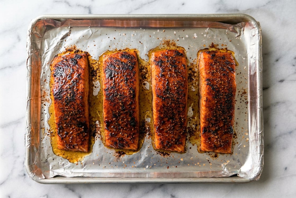 broiled salmon brushed with ample sayrup