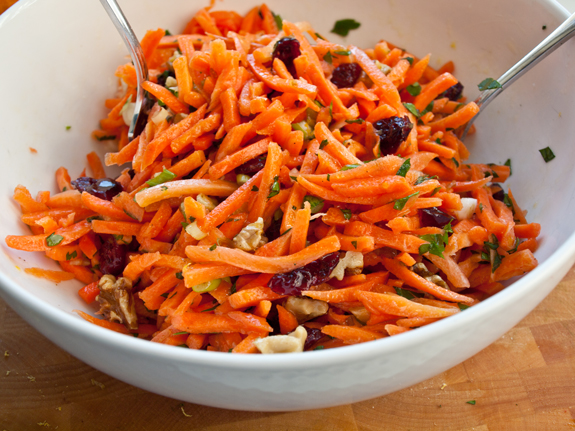 Carrot Slaw With Cranberries Toasted Walnuts Citrus Vinaigrette