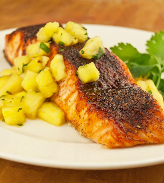 Southwestern Maple Glazed Salmon With Pineapple Salsa Once Upon A Chef