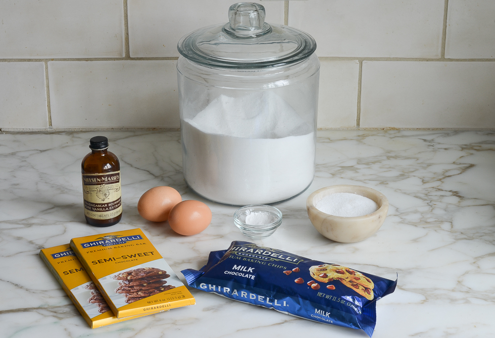 ingredients for chocolate meringue cookies
