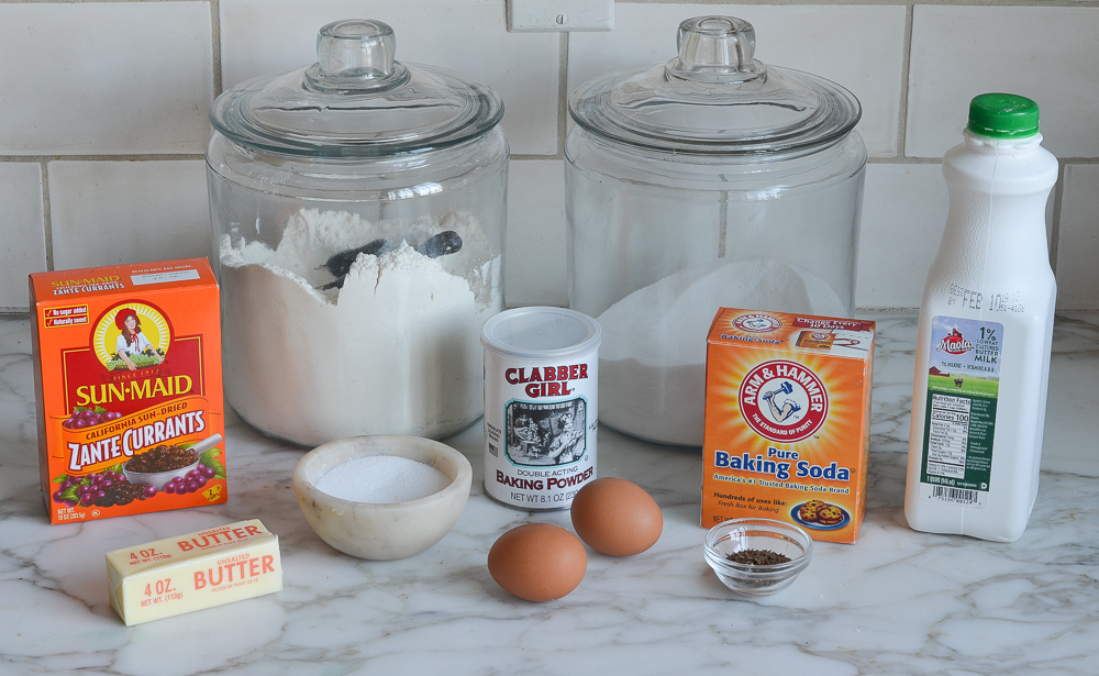 Bread ingredients including baking soda, baking powder, and eggs.