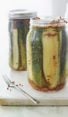 Glass jars of pickles.