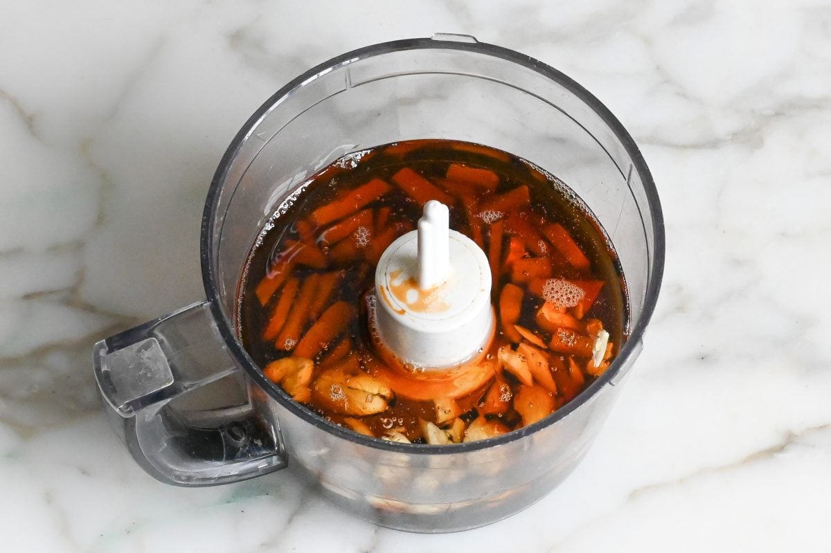 dressing ingredients in food processor