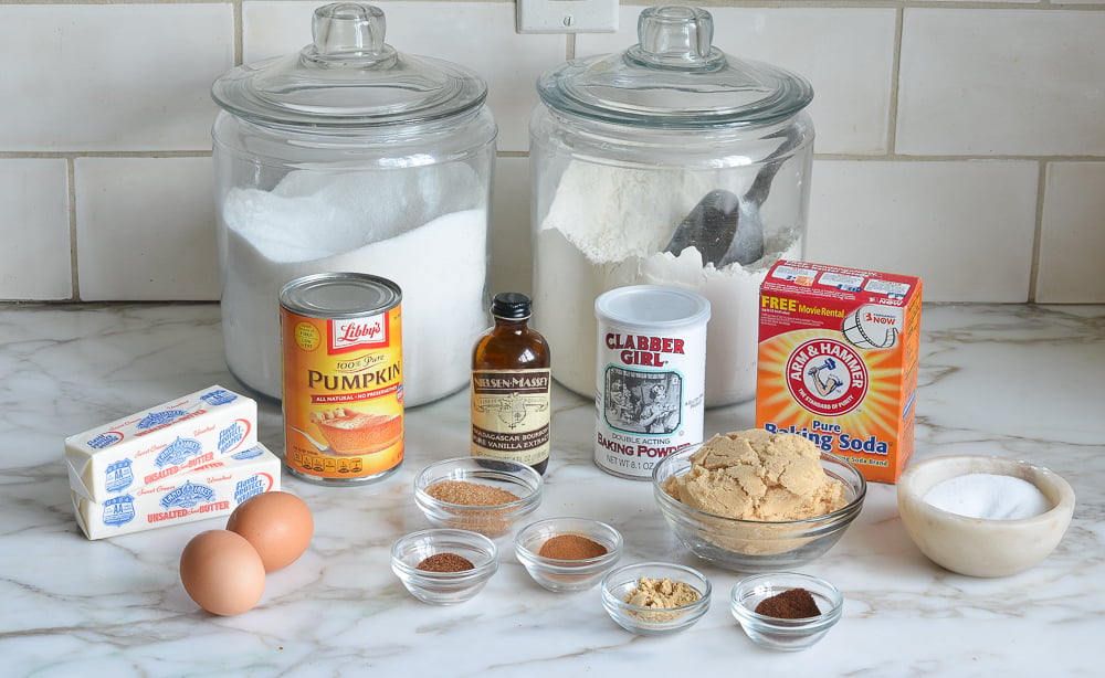 Cookie ingredients including pumpkin puree, vanilla, and eggs.