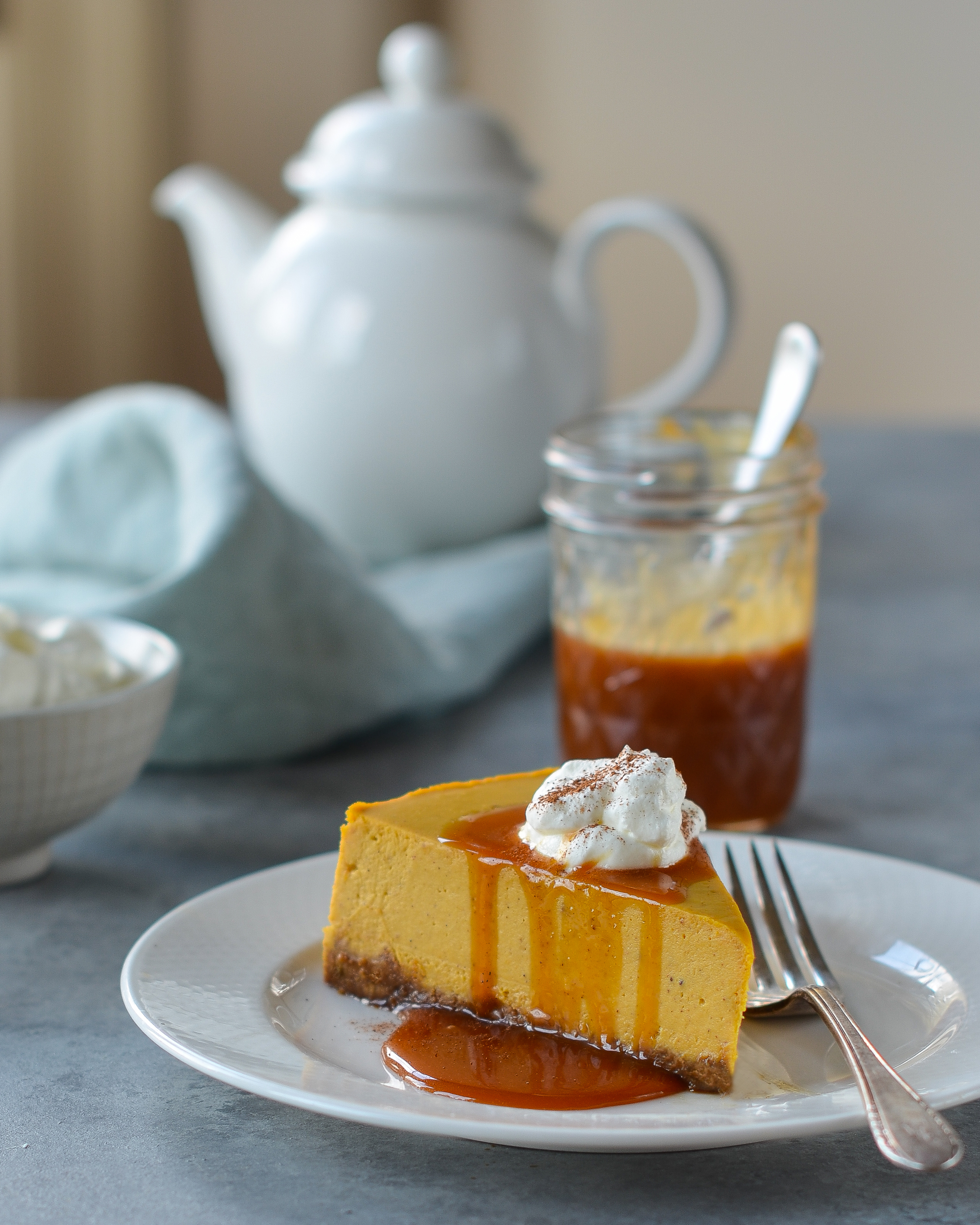 Pumpkin Cheesecake With Gingersnap Crust And Caramel Sauce Once