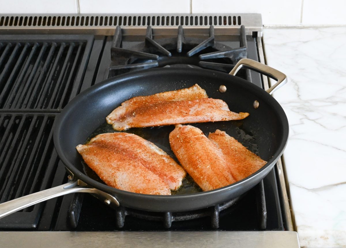 tilapia in pan