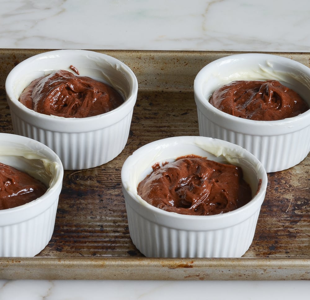 molten chocolate cakes ready to bake