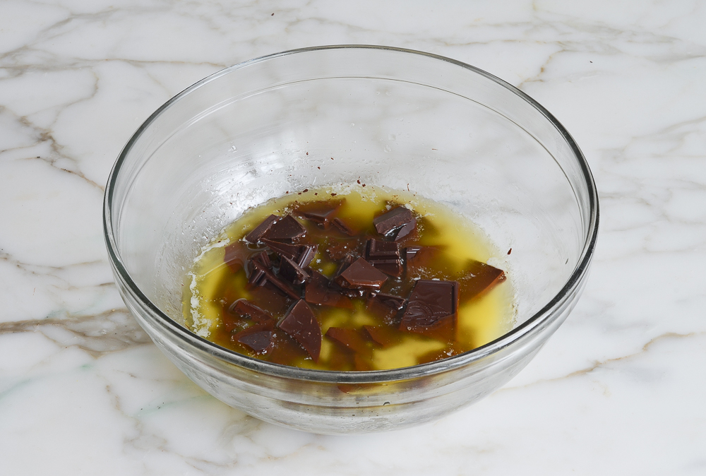 melted butter and chocolate in bowl