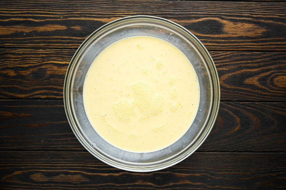 eggs and half-and-half mixture in bowl