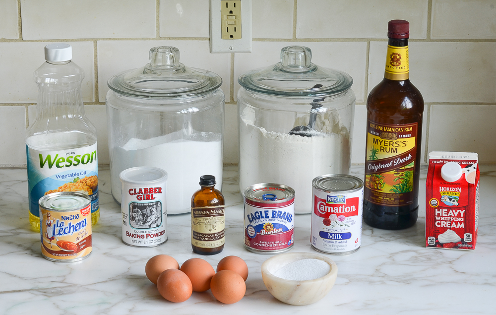 ingredients for tres leches cake