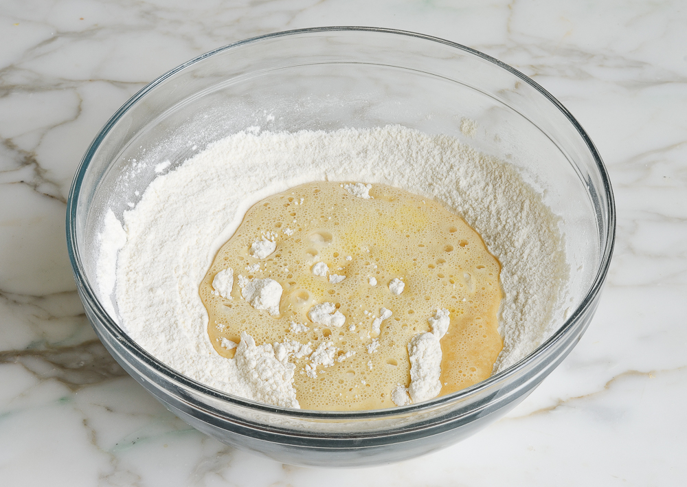egg and flour mixtures in bowl
