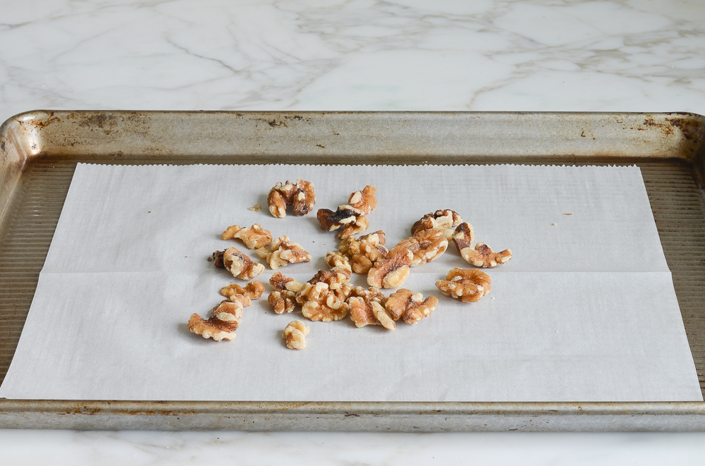 toasted walnuts on sheet pan