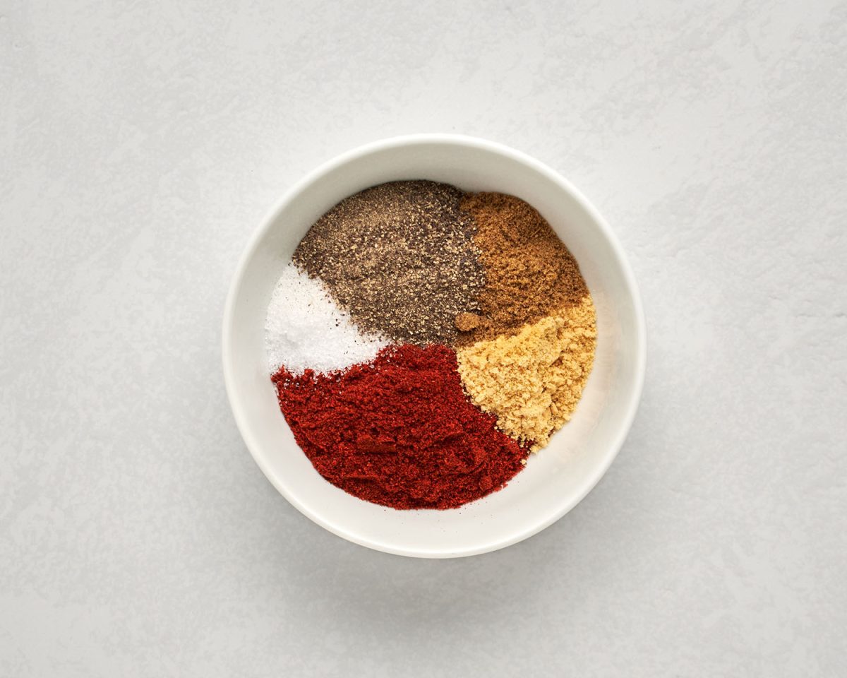 spice rub ingredients in small bowl.