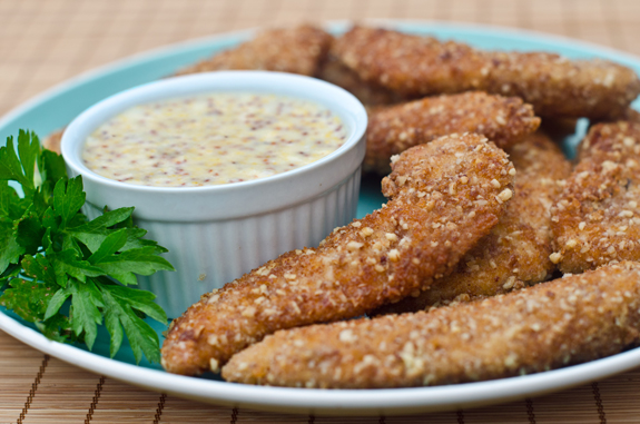 Pecan-Crusted-Chicken-Tenders-with-Honey-Mustard