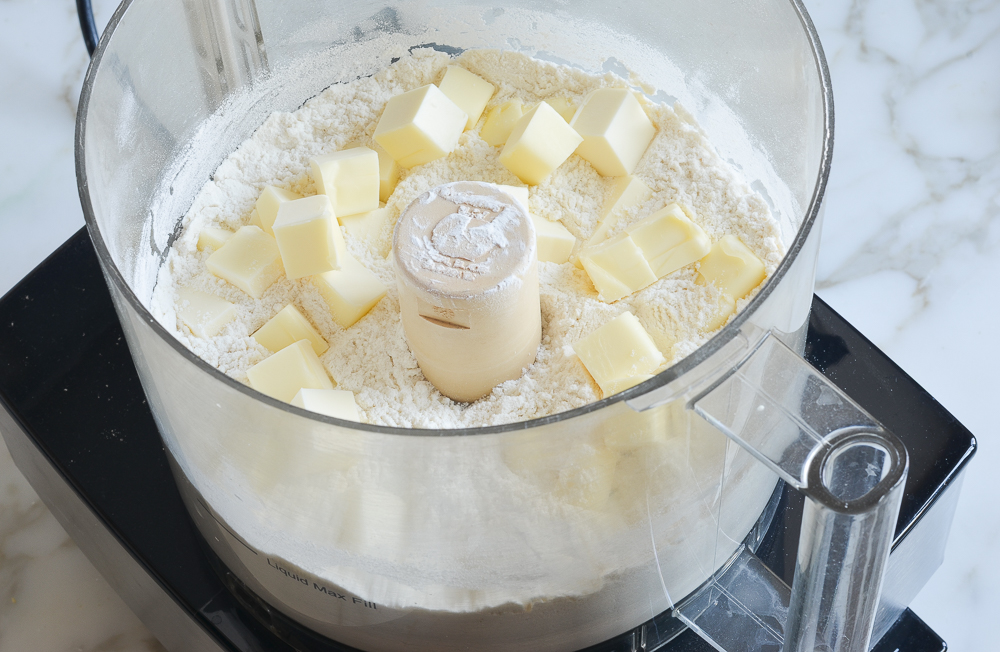 cold butter added to dry ingredients