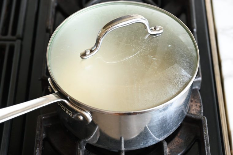 covered pan on the stove