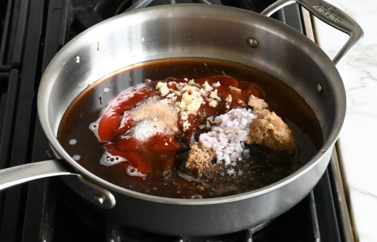 sauce ingredients in skillet