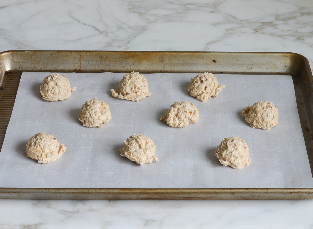 dough balls on cookie sheet