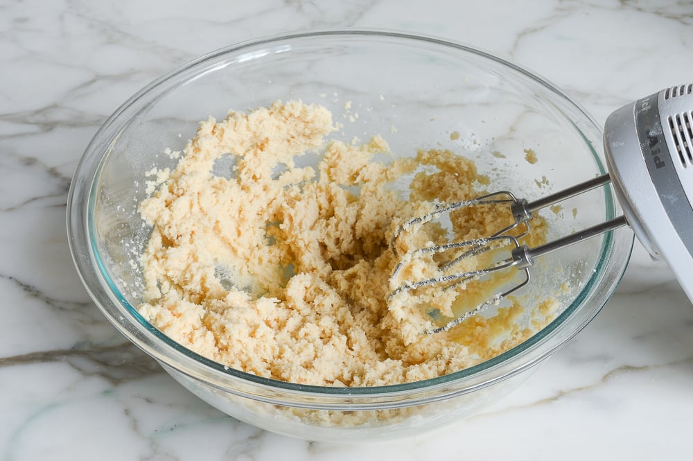 Creamed butter and sugar mixture