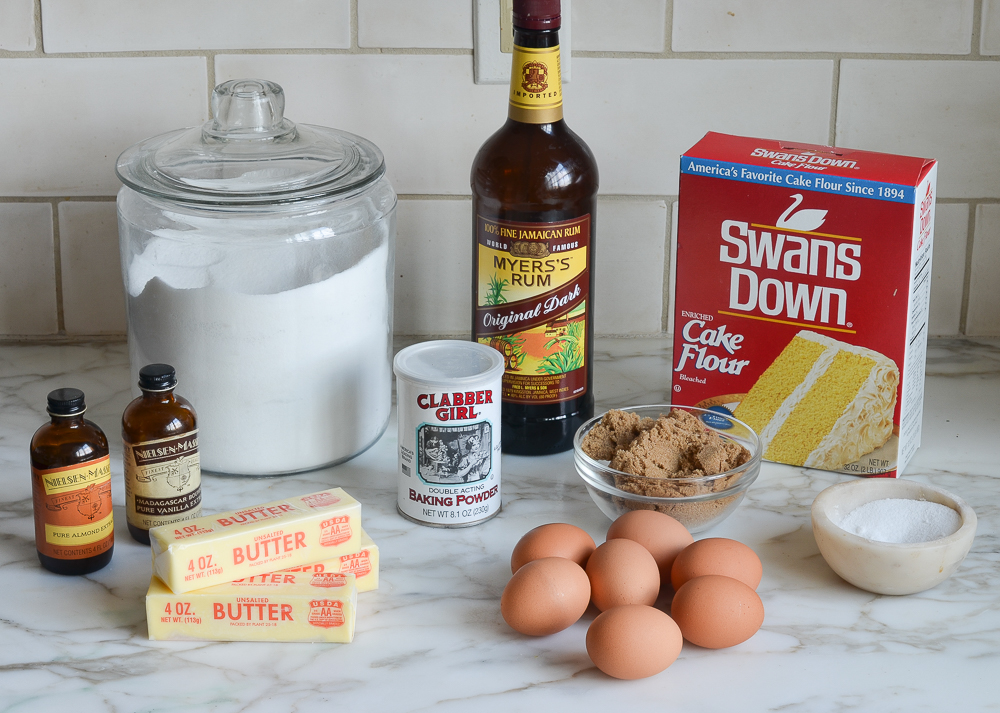 ingredients to make rum cake from scratch