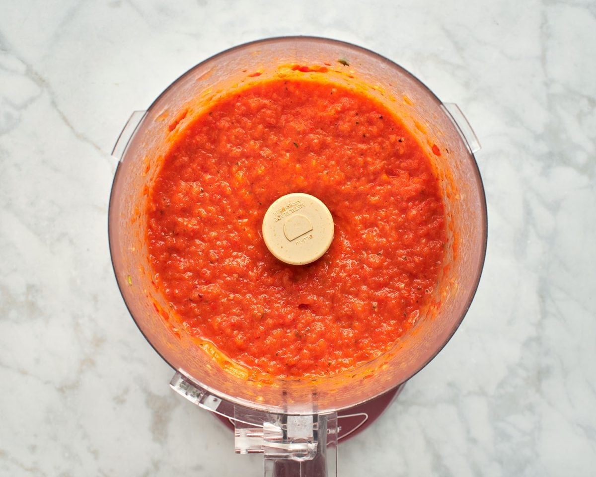 blended veggies in food processor