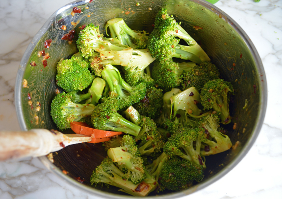 tossing-broccoli-with-sauce