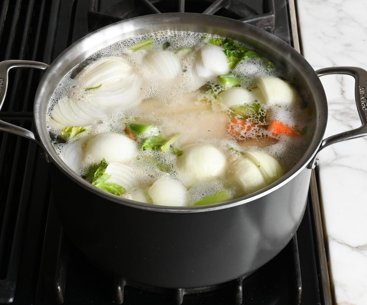 gently boiling soup